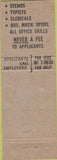 Matchbook Cover - Crown Personnel Services New York City girlie temp