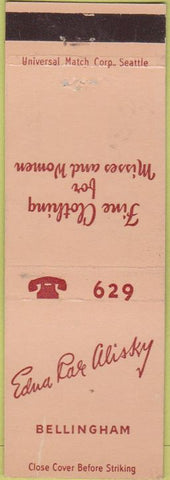 Matchbook Cover - Edna Alisky Women's Clothes Bellingham WA
