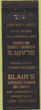 Matchbook Cover - Blair's Cleaners Furriers WEAR