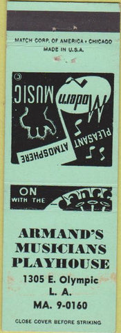 Matchbook Cover - Armand's Musicians Playhouse Los Angeles CA WEAR light green