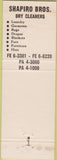 Matchbook Cover - Shapiro Bros Inc Cleaners Minneapolis MN