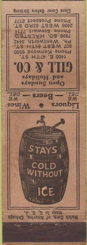 Matchbook Cover - Gill  and  Co Chicago IL liquor 30s WEAR