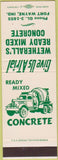 Matchbook Cover - Wetherall's Ready Mix Concrete Fort Wayne IN SAMPLE