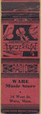 Matchbook Cover - Ware Music Store Ware MA WEAR Refrigerators Instruments