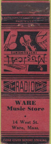 Matchbook Cover - Ware Music Store Ware MA WEAR Refrigerators Instruments