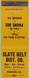 Matchbook Cover - Slate Belt Distributing Beer Soda Bangor PA yellow