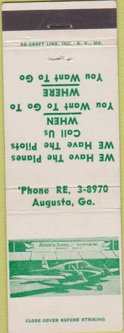 Matchbook Cover - Augusta School of Aviation Flying GA airplanes