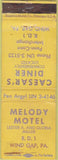 Matchbook Cover - Melody Motel Wind Gap PA WORN Caesar's Diner