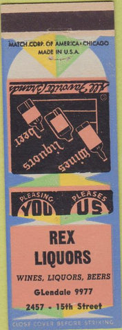Matchbook Cover - Rex Liquors NO TOWN