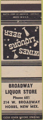 Matchbook Cover - Broadway Liquor Store Hobbs NM