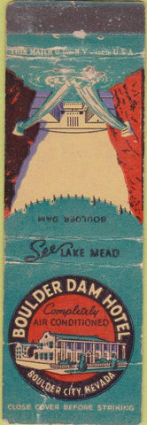 Matchbook Cover - Boulder Dam Hotel Boulder City NV Lake Mead WEAR