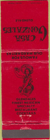 Matchbook Cover - Casa Gonzales Glendale CA Mexican food girlie