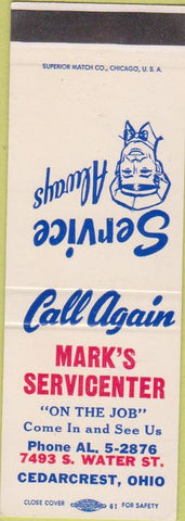 Matchbook Cover - Mark's Service oil gas Cedarcrest OH SAMPLe