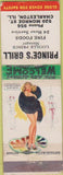 Matchbook Cover - Prince's Grill Charleston IL pinup TAPED