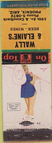 Matchbook Cover - Wally Elaine's Liquor Phoenix AZ pinup WEAR