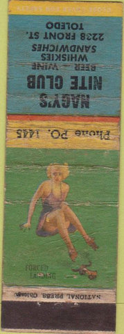 Matchbook Cover - Nagy's Nite Club Toledo OH pinup POOR