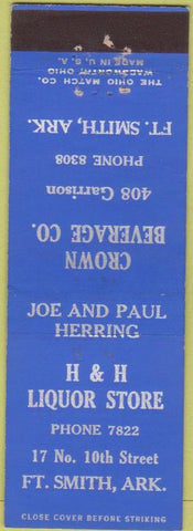 Matchbook Cover - Crown Beverage Fort Smith AR H and H Liquor