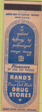 Matchbook Cover - Rand's Drug Stores Wheeling Morgantown WV PA OH