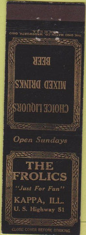 Matchbook Cover - The Frolics Kappa IL