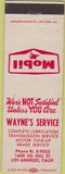 Matchbook Cover - Wayne's Mobil oilk gas Los Angeles CA