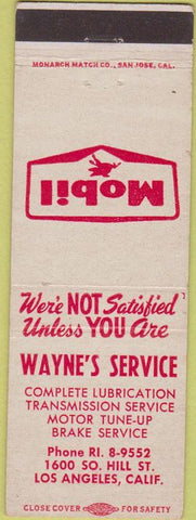 Matchbook Cover - Wayne's Mobil oilk gas Los Angeles CA