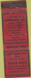Matchbook Cover - Davis Cafe Newton IA POOR