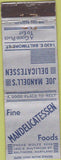 Matchbook Cover - Mandelicatessen Deli Baltimore MD