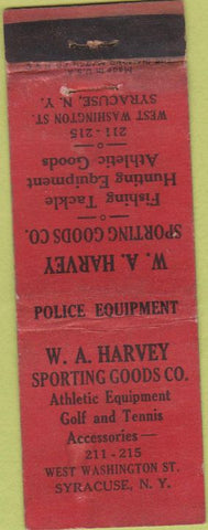 Matchbook Cover - Sporting Goods Syracuse NY Guns Smith Wesson Colt WORN
