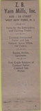 Matchbook Cover - Yarn Mills Inc Textiles West New York NJ
