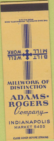 Matchbook Cover - Adams Rogers Co Indianapolis IN Mill Work