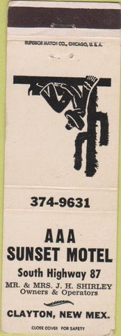 Matchbook Cover - AAA Sunset Motel Clayton NM