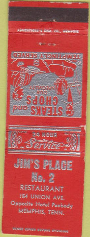 Matchbook Cover - Jim's Place #2 Memphis TN