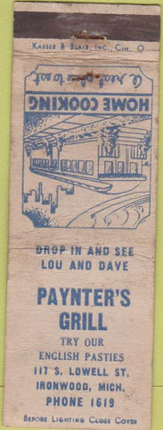 Matchbook Cover - Paynter's Grill Ironwood MI POOR