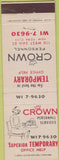 Matchbook Cover - Crown Personnel Services New York City girlie temp