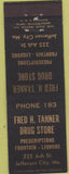 Matchbook Cover - Fred Tanner Drug Store Jefferson city MO