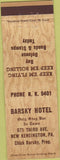 Matchbook Cover - Barsky Hotel New Kensington PA