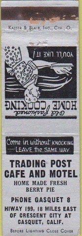 Matchbook Cover - Trading Post Cafe Motel Casquet CA
