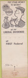 Matchbook Cover - 1st Federal Savings Loan Wilkes Barre PA