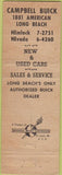 Matchbook Cover - Campbell Buick Long Beach CA WEAR