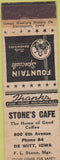 Matchbook Cover - Stone's Cafe De Witt IA fountain