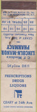 Matchbook Cover - Lincoln Manor Pharmacy San Francisco CA SLIX WORN