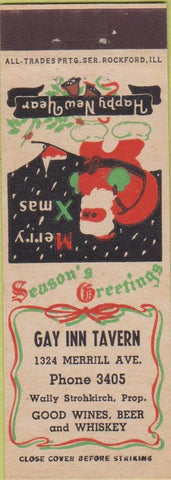 Matchbook Cover - Gay Inn Tavern All Trades Christmas