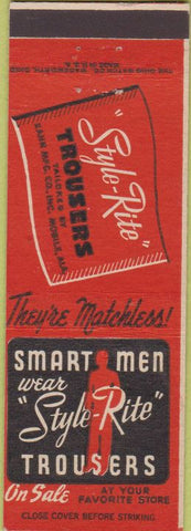 Matchbook Cover - Strike Rite Trousers Pants Mobile AL men's clothes