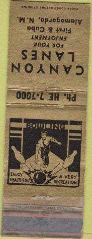 Matchbook Cover - Canyon Lanes Bowling Alamogordo NM TAPED