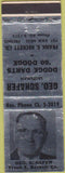 Matchbook Cover - Geo Schafer 1960 Dodge Dart Fresno CA