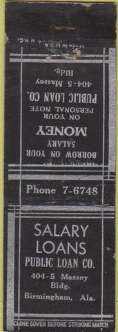 Matchbook Cover - Salary Laons Public Co Birmingham AL