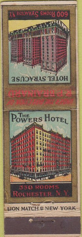 Matchbook Cover - Hotel Syracuse Rochester NY