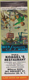 Matchbook Cover - Koagel's Restaurant Rochester NY