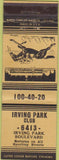 Matchbook Cover - Irving Park Club Chicago IL horse racing