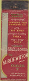 Matchbook Cover - Fairlie  and  Wilson Coal Newark NJ WORN